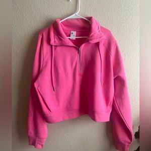 pink cropped zip jacket